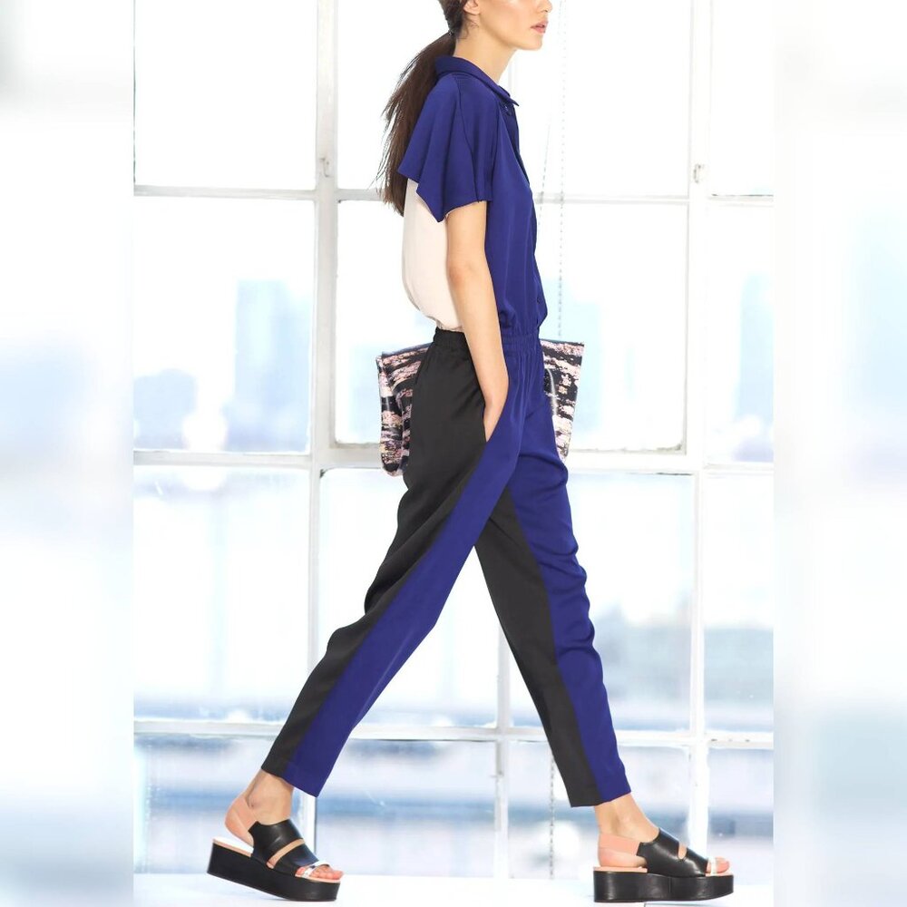 Cedric Charlier R/15 Blue Short Sleeve Jumpsuit